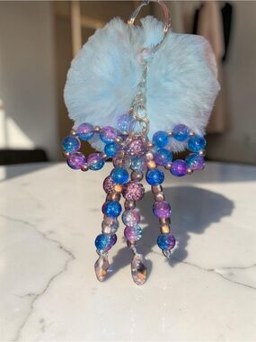 Handmade Galaxy Pom Pom Bag Charm